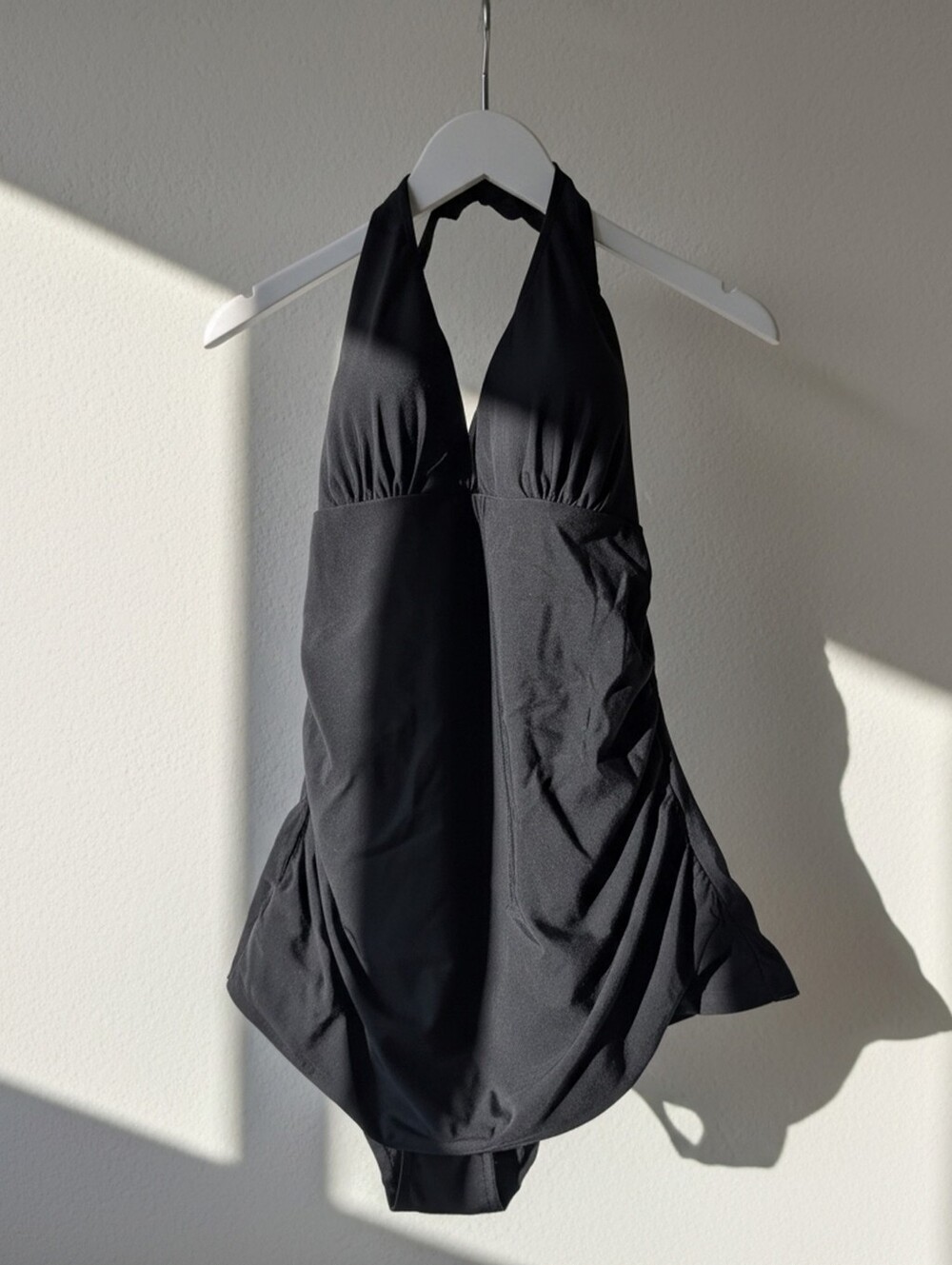 Tropical Escape Black Halter Fauxkini Swimsuit NWT